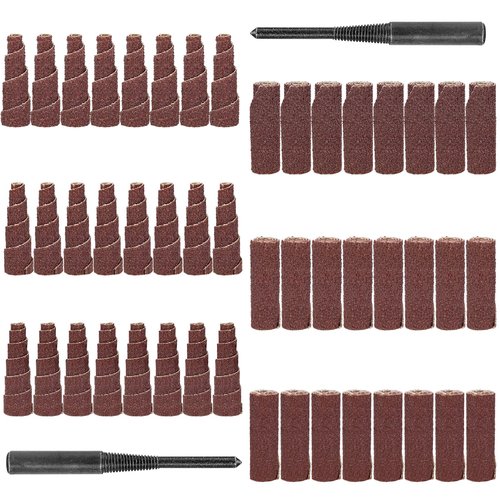 1-1/2 Inch Sand Paper Abrasive Cartridge Rolls Set for Die Grinder 50Pcs (80/100/120/240 Grit) 1/4" Shank Metal Fabrication, Wood Carving, DIY Crafts Grinding Polishing Sanding Bits
