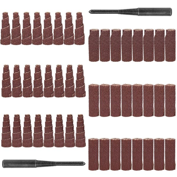 1-1/2 Inch Sand Paper Abrasive Cartridge Rolls Set for Die Grinder 50Pcs (80/100/120/240 Grit) 1/4" Shank Metal Fabrication, Wood Carving, DIY Crafts Grinding Polishing Sanding Bits