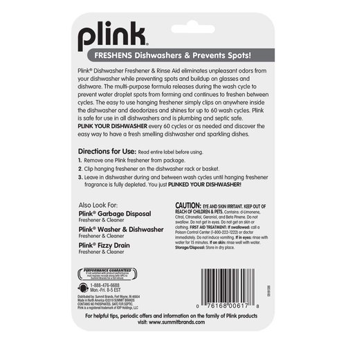 Plink PRA12T Dishwasher Freshener & Rinse Aid, 2 Fresheners, Yellow