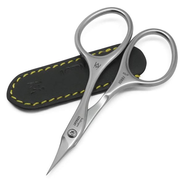 GERMANIKURE Tower Point Cuticle Scissors Self-Sharpening Grooming Scissors FINOX22 Titanium Coated Stainless Steel Professional Nail Scissors in Leather Case -Ethically Made in Solingen Germany - 4705