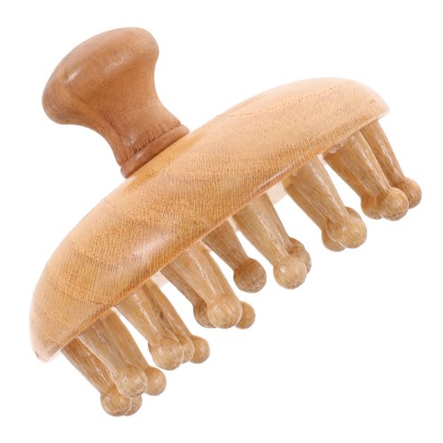 GLEAVI Wooden Massage Comb Wide Tooth Hair Brush Shampoo Brush Wet and Dry Hair Scalp Care Brush Round Tip Scalp Massager Comb Guasha Tool for Dandruff Removal Hair Growth