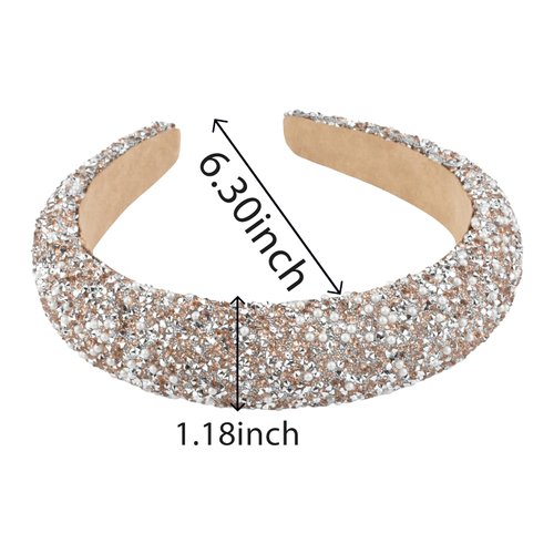 Yonchic 2-Piece Rhinestone Headband, Bling Diamond Headbands for Women Girls Thin/Medium Thick Hair, Glitter Sparkle Jeweled Hair Accessories (Black & Coffee)
