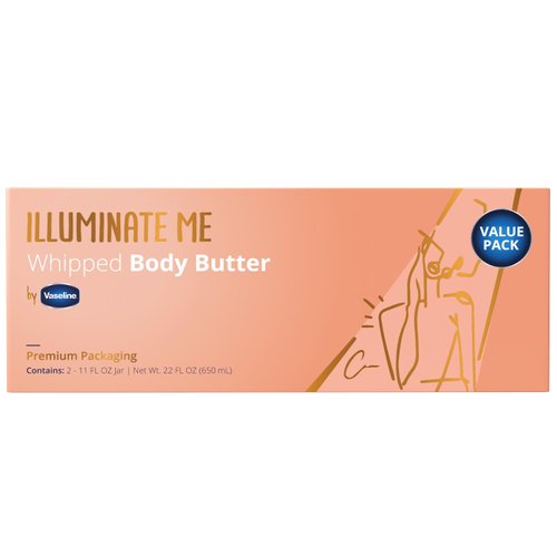 Vaseline Lotion - Illuminate Me Body Butter, Whipped Shea Butter Co-Created with Black Women for Luminous, Glowing Skin, Moisturizing Lotion for Extremely Dry Skin, Scented, 11 Oz Ea (Pack of 2)