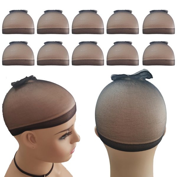 10 Pcs Ultra-Thin Black Nylon Hd Wig Cap for Lace Front Wig, Invisible, Stretchy, and Comfortable Wig Cap for Long Thick Hair(5 Pack)