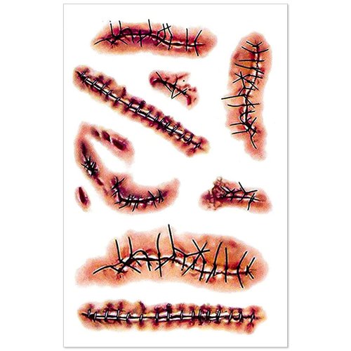 Zombie Scars Halloween Temporary Tattoos Stickers Costume for Party Supplies
