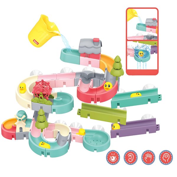Toddler Bath Toys,62 PCS DIY Duck Slippery Slide Track Baby Bath Tub Toys with Suction Cups,Birthday Party Gift for Baby Infant Boys Girls Bath Time Ages 1 2 3 4 5 Years Old ,12-18 Month