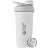 BlenderBottle Strada Twist Cap Shaker Cup Insulated Stainless Steel Water Bottle with Wire Whisk, 24-Ounce, White