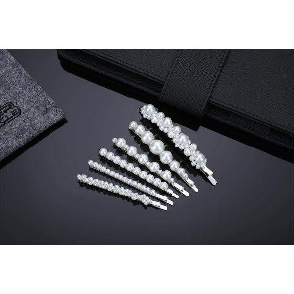 Pearl Hair Clips Barrettes Silver Wedding Decorative Bobby Pins Women Girls Bridal Her Valentines Mother’s Day Birthday Prom Party Daily Wear Hair Styling Accessories Xmas Gift 6pcs