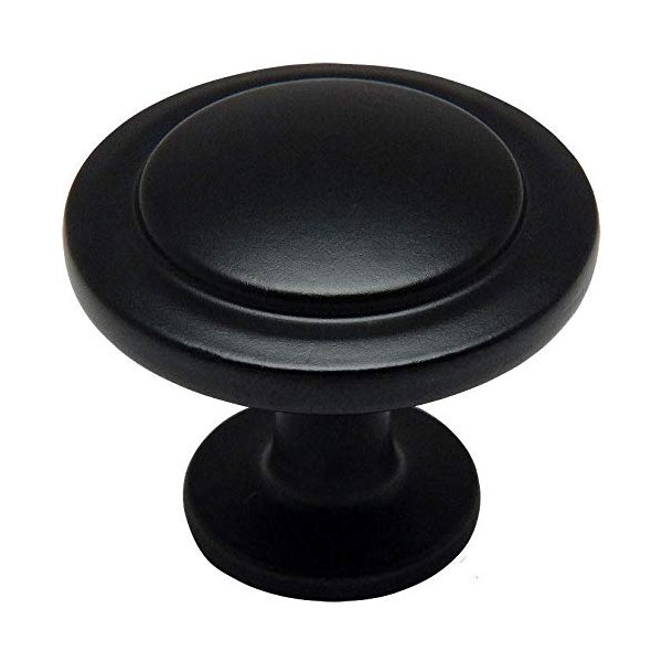 10 Pack - Cosmas 5560FB Flat Black Cabinet Hardware Round Knob - 1-1/4" Diameter
