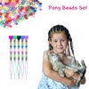 1008 Pcs Hair Beads Kit for Girls and Kids Hair Braids, 500Pcs 9x6mm Pony Beads, 500Pcs Mini Elastic Rubber Bands, 5Pcs Quick Beaders, 1Pcs Rattail Comb and 2Pcs Duckbill Clips