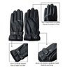 SANKUU Winter Leather Gloves for Men, Touchscreen Snap Closure Cycling Black Gloves Outdoor Riding Warm Waterproof Gloves