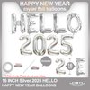 Hello 2025 Balloons, 16 Inch Silver Hello 2025 Balloons,Hello 2025 Silver Balloons for New Year Eve Party Supplies 2025, New Years Decorations 2025, Christmas Decorations