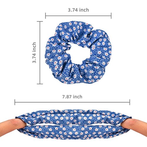 Yonchic 10-Piece Plaid Polka Dot Solid Colorful Scrunchies for Women Girls, No Damage Elastic Hair Ties, Bulk Ponytail Holder Hair Bands, Fashion Rubber Band Hair Accessories for Thin Thick Hair(Blue)
