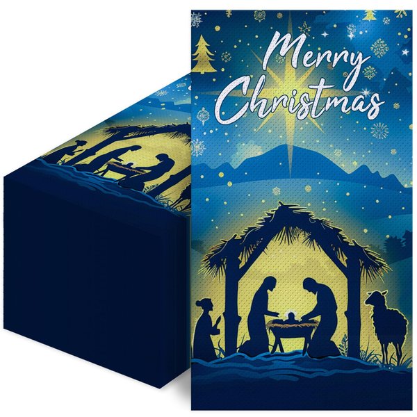100 Pcs Christmas Nativity Paper Napkins,Disposable Jesus Holy Night Christmas Paper,Xmas Nativity Decorative Religious Hand Towels for Winter Holiday Christmas Dinner Party Supplies