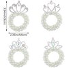 4 Pcs Pearl Crown Hair Ties White Pearl Beads Hair Scrunchies Elastic Hair Bands Beaded Ponytail Holder Crystal Princess Hair Rope Ties Accessories for Women Girls