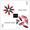 CLOACE Long Coffin Press on Nails Red Ombre Fake Nails Glossy Ballerina False Nails Gradeint Full Cover Acrylic Nails Halloween Party Nails for Women and Girls (Pack of 24)