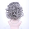 Edivd Kids Gray Grandma Granny Costume Wig Short Sliver Gray Side Part Wig for Girls Short Light Grey Curly Wavy Wig for Child 100 Days of School Heat Resistant Synthetic Wig with Wig Cap