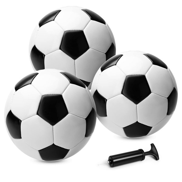 ZOOJOY 3 Pack Soccer Ball Size 3 for Kids, Outside Sport Soccer Ball Set for Boys Girls, Classic Design with Pump, Play Ball Toys & Gifts for Toddlers 2 3 4 5 6 7 8