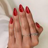 Press on Nails Almond - SHANGMENG Cat Eye Press on Nails Short with Nail Glue, Fit Perfectly Fake Nails for Women Gift, Opaque Stick On Nails in 16 Sizes - 32 Reusable Nails Kit, Wine Red