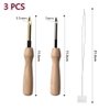 2 Pcs Embroidery Needle Pen and Threaders Wooden Handle Embroidery Pen Set Sewing Embroidery Punch Needle Weaving Tools for DIY Craft Stitching Applique Embellishment