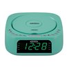 Jensen Teal Modern Home Audio CD Player Tabletop Stereo Dual Alarm Clock Digital FM Radio | Top-Loading CD/MP3/WMA Player | USB Charging Port 2.1A | Headphone Jack | 0.9 Display Green LED (Renewed)