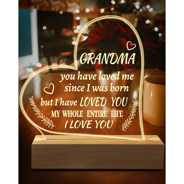 Hiipeenow Grandma Gifts from Grandchildren, Engraved Night Light 15 * 19CM, Valentines Day Birthday Christmas Mothers Day Gifts for Grandma, Nana, Grammy, Grandmother