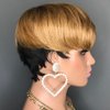 HOTKIS Pixie Cut Wig Human Hair Blonde Short Human Hair Wigs for Black Women Short Wigs Human Hair Natural Straight Short Hair Wigs Pixie Wig with Neat Bang Ombra 1b/27#