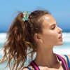 Faerie 2Pcs Silky shiny organza hair band, elastic hair band Crystal rhinestone Hair tie Silk ponytail hair tie bow rhinestone hair tie cat's eye head tie