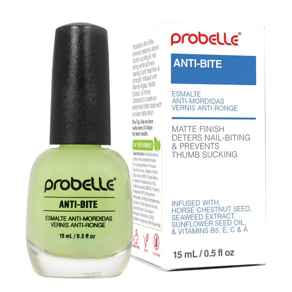 Probelle Anti-Bite, Nail Biting Treatment for Kids & Adults to Quit habit, No Bite Nail Polish Deterrent, Thumb Guard & Prevents Finger Sucking, Bitter Taste Nail Care, For Ages 3+, 0.5 fl oz (15 ml)