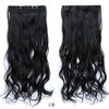 iLUU 24" 120g Long Natural Wave Full Head 5 Clips Hair Extension 1B# Natural Black Color Long Curly Hairpieces Heat-resistant Fiber Clip on in Synthetic Hair Extensions