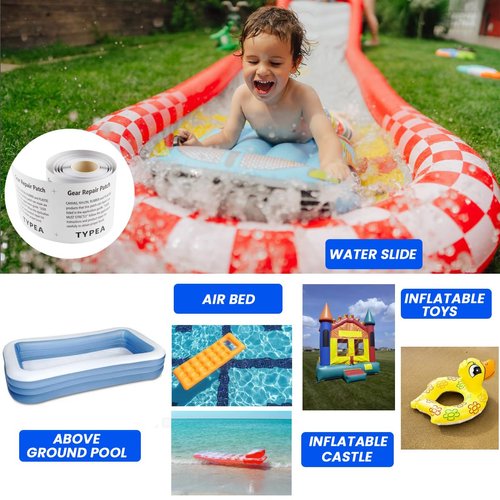 7ft Roll TPU Pool Patch Repair Kit, Self-Adhesive Vinyl Repair Patch for Air Mattress, Swimming Pool Float, Bounce House, Tent, Canvas, Canopy, Boat, Bag, Tube Air Bed, Sofa, Inflatable Toy