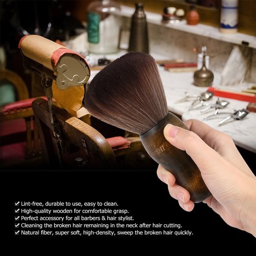 Anself 2pcs Neck Duster Brush, Natural Fiber Wooden Handle Cutting Kits Salon Hair Removal Brush Broken Hairbrush