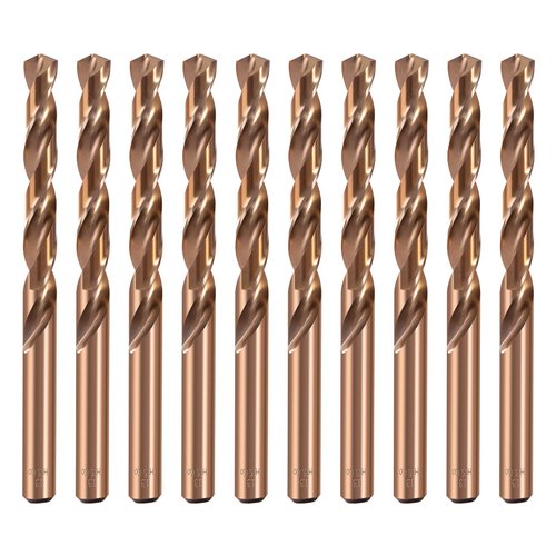 HSS Cobalt Drill Bit Set 9/64 Inch 10Pcs M35 Co Twist Jobber Length Steel Metal Drill Bits