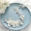 Catery Flower Bride Wedding Headband Silver Hair Vine Crystal Leaf Bridal Headpiece Floral Hair Piece Bridesmaid Wedding Hair Accessories for Women and Girls