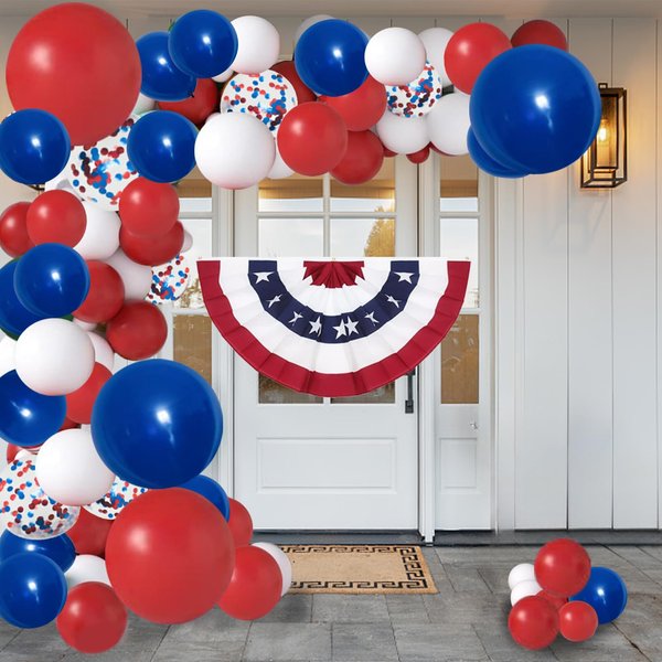 HTCAIZI Red White and Blue Balloons Garland Arch Kit Baseball Game Party balloons 4th of July Graduation Birthday Wedding Nautical Baseball Theme