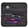 JASON Hair Scissors Professional - 10 PCS Haircut Scissors Set, Thinning Shears for Hair Cutting with 30 Teeth, Straight Shears for Men Women Home Salon Barber (6.7", Purple)