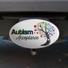 Autism Acceptance Tree of Life with Hearts Oval Tow Trailer Hitch Cover Plug Insert