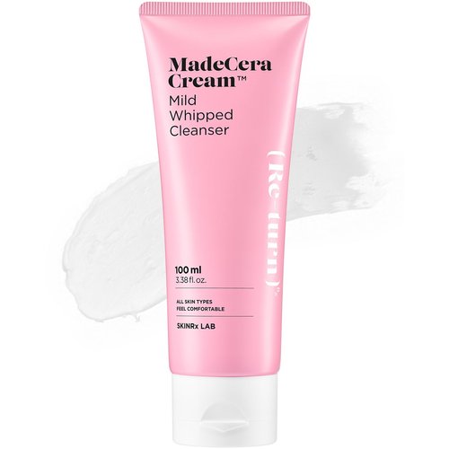 SKINRxLAB Made Cera Cream Mild Whipped Cleanser 100ml (3.38 fl.oz.) - Hydrating and Trouble Soothing Facial Cleansing Foam with Cica and Aloe Extracts for Pore Clarifying Cleanser for Sensitive Skin