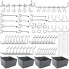 FRIMOONY Pegboard Hooks Assortment with Pegboard Bins, Peg Locks, for Organizing Various Tools, 80 Piece