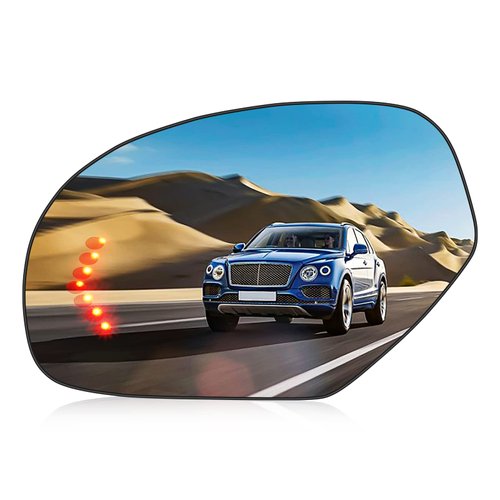 Left Driver Side Mirror Glass Replacement for 07-14 Chevy Silverado Suburban Tahoe Avalanche GMC Sierra Yukon Cadillac Escalade Rearview Side Heated Mirror with signal light Replace GM1324138