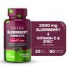 ORZAX Elderberry Capsules - Immune Support Supplement with Elderberry Vitamin C and Zinc - Antioxidants Supplement for Women and Men (60 Vegetable Capsules)