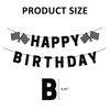 Pre-Strung Race Car Happy Birthday Banner, Race Cars Party Birthday Decorations for Boy, Black Racing Themed Birthday Party Decorations, Let’s Go Racing Party Supplies