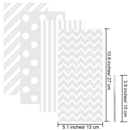 Aneco 100 Pack White Cellophane Bags Plastic Candy Bags Gift Bags Goodie Bags with Twist Ties for Valentine, Birthday, Gift Cookie Snack Packing Party Favor Supplies