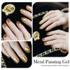 NAILKISS 8ml Golden Metallic Painting Gel Polish 3D Mirror Metal Gel Nail Polish Flower/Lines Drawing Metallic Nail Gel