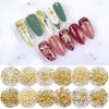 MEILINDS 36 Grids Nail Studs Gold Metal Nail Art Rivets Star Moon Beads 3D Nail Charms Rivet Punk Jewels Nail Art Supplies for Manicure DIY Nail Crafts Decoration 3 Boxes