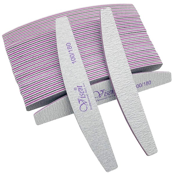 25 Pcs 100/180 Grits Nail File,Washable Double Sided Fingernail Files,Nail Files for Acrylic Nails,Professional Emery Boards for Natural,Gel Nails,Nail Styling Tools for Home and Salon Use