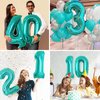 40 Inch Teal Blue Jumbo Digital Number Balloons 6 Huge Giant Balloons Foil Mylar Balloons for Baby Shower Party Ocean Mermaid Theme Birthday Decor Supplies