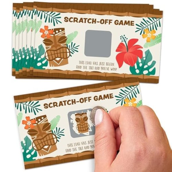 Big Dot of Happiness Tropical Luau - Hawaiian Beach Party Game Scratch Off Cards - Scratch Off Game - Scratch Off Luau Card - 22 Count