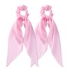 Anikoocory 2pcs Pink Hair Scarf Scrunchies Silky Hair Ribbon Elastic Knotted Bow Hair Ties Soft Satin Ponytail Holder with Long Tail for Girls and Women