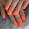 CoolNail Bright Orange Fake Nails Faux Ongles UV False Nails Full Cover Short Glossy Press on False Nail Art Tip Daily Wear Faux Ongles